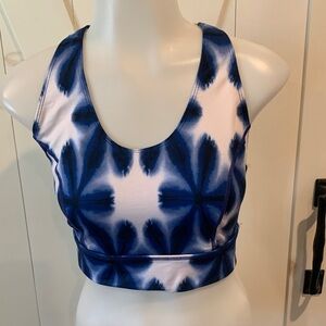 Blue and White Tie-Dye Sports Bra